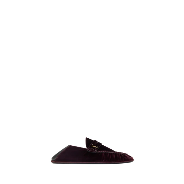 Red Saint Laurent Le Loafer Foldable in Velvet | Loafers