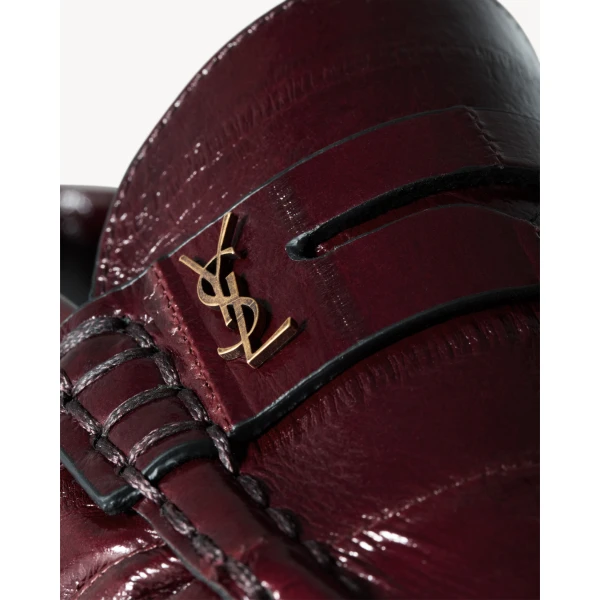 Red Saint Laurent Le Loafer Mules in Hagfish, Deep Bordeaux, view 4 | Mules