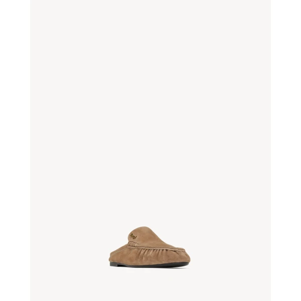 Beige Saint Laurent Le Loafer Mules in Suede, City Nude, view 4 | Mules