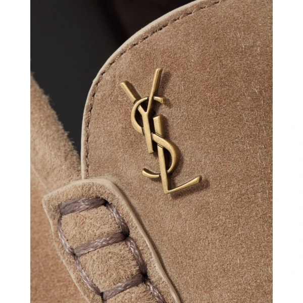 Beige Saint Laurent Le Loafer Mules in Suede, City Nude, view 5 | Mules