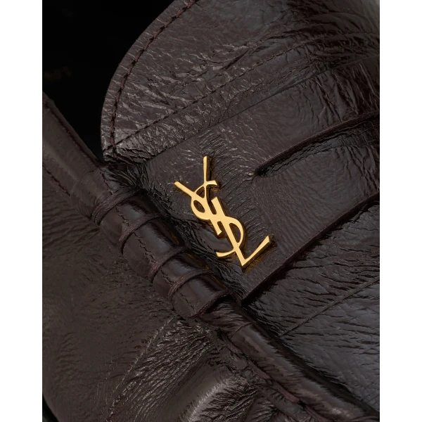 Brown Saint Laurent Le Loafer Supple in Hagfish, Burnt Brown, view 5 | Loafers