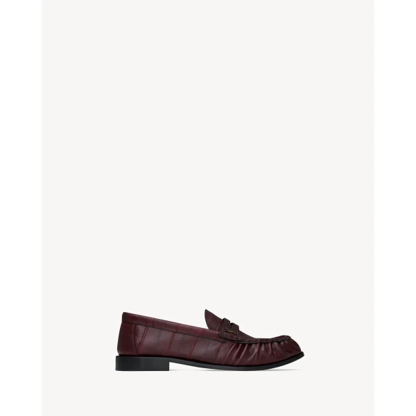 Red Saint Laurent Le Loafer Supple in Hagfish, Deep Bordeaux, view 2 | Loafers
