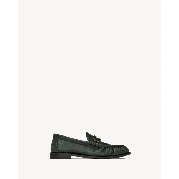 Green Saint Laurent Le Loafer Supple in Hagfish, English Green, view 2 | Loafers