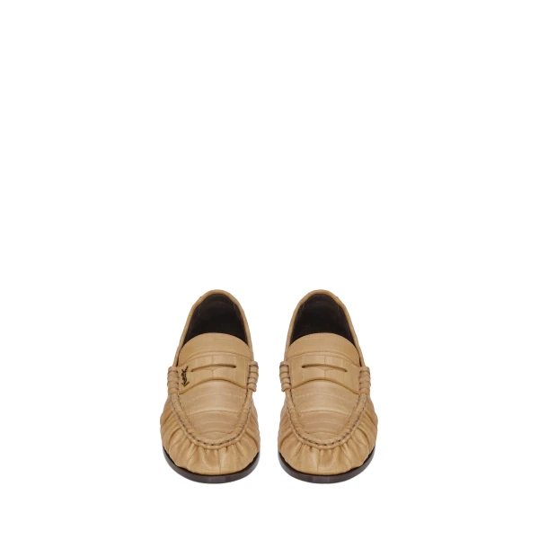 Beige Saint Laurent Le Loafer Supple in Hagfish, Soft Beige | Loafers