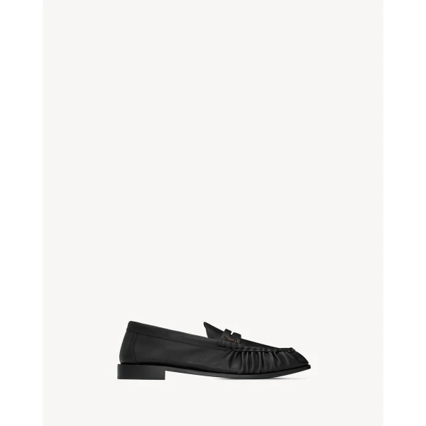Black Saint Laurent Le Loafer Supple in Matte Leather, Black, view 2 | Loafers