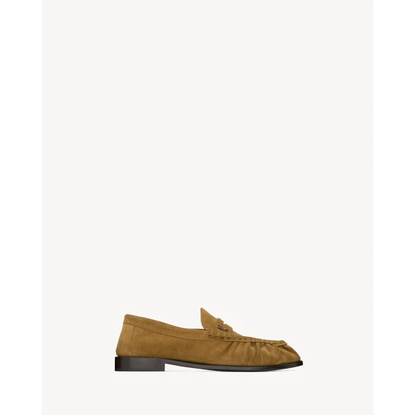 Brown Saint Laurent Le Loafer Supple in Suede, Cognac, view 2 | Loafers