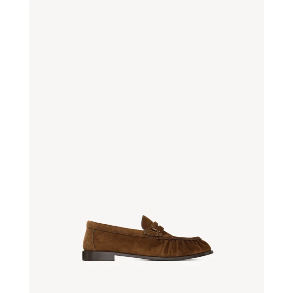Brown Saint Laurent Le Loafer Supple in Suede, Dark Havana, view 2 | Loafers