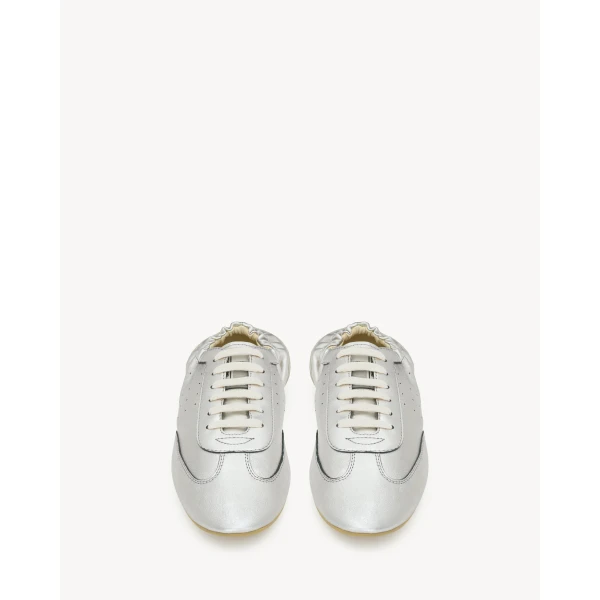 Metallic Saint Laurent Lewis Sneakers in Metallic Leather and Suede, view 2 | Sneakers