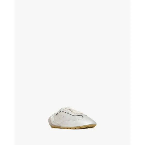 Metallic Saint Laurent Lewis Sneakers in Metallic Leather and Suede, view 4 | Sneakers