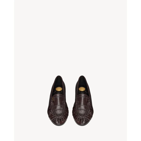 Brown Saint Laurent Loaferino Ballerinas in Hagfish, view 2 | Flats