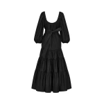 Black Saint Laurent Long Dress in Cotton Twill | Maxi Dresses