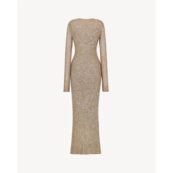Multicolour Saint Laurent Long Sequin Dress in Knit, view 3 | Maxi Dresses