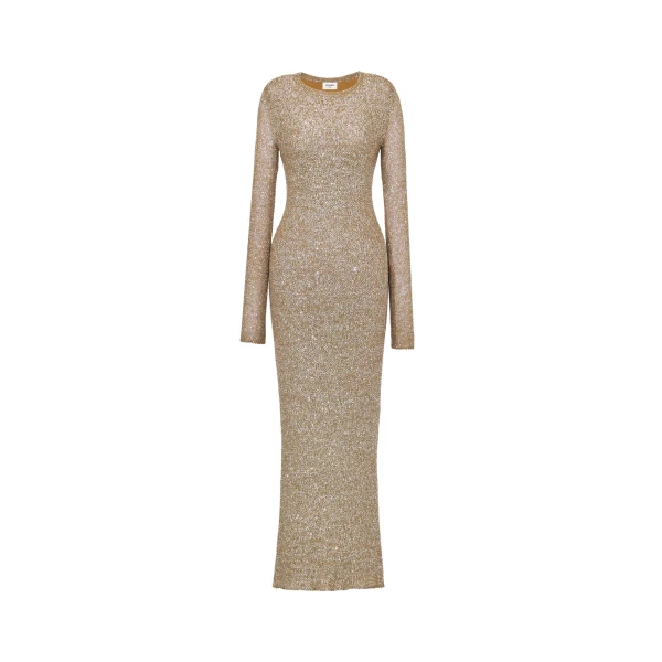 Multicolour Saint Laurent Long Sequin Dress in Knit | Maxi Dresses