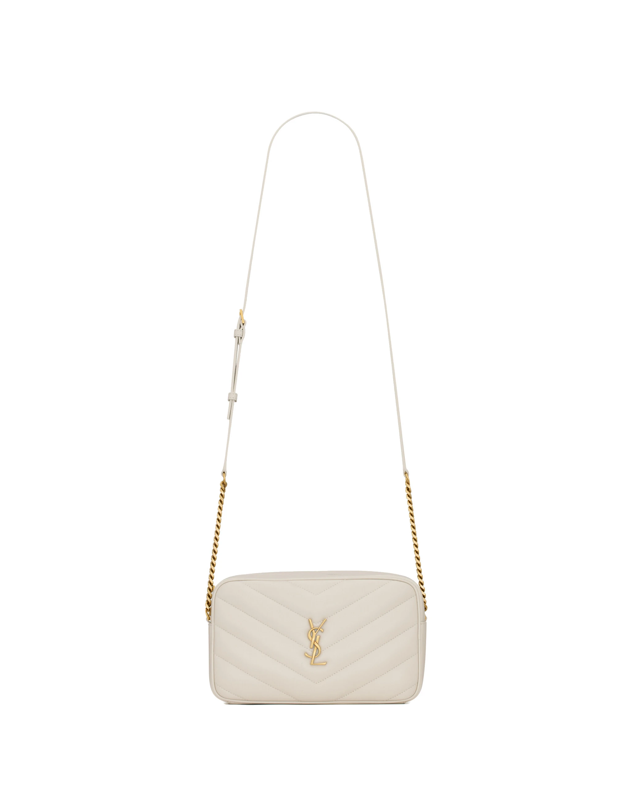 Saint Laurent Loulou Camera Bag in Matelassé Lambskin, White White Saint Laurent Loulou Camera Bag in Matelassé Lambskin, White | Shoulder & Crossbody Bags