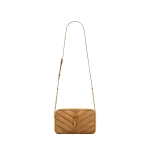 Brown Saint Laurent Loulou Camera Bag in Matelassé Suede | Shoulder & Crossbody Bags