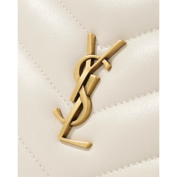 White Saint Laurent Loulou Camera Bag in Matelassé Lambskin, White, view 5 | Shoulder & Crossbody Bags