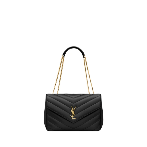 Loulou Large in Matelassé Lambskin, Black