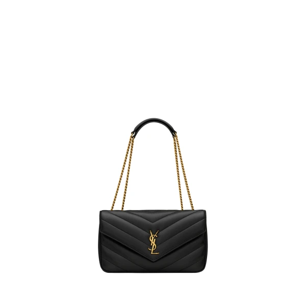 Black Saint Laurent Loulou Medium in Matelassé Lambskin, Black | Shoulder & Crossbody Bags