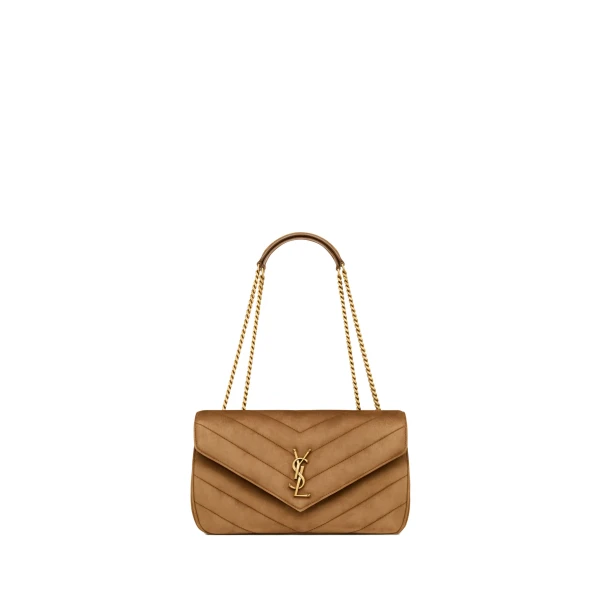 Loulou Medium in Matelassé Suede, Caramel Cognac
