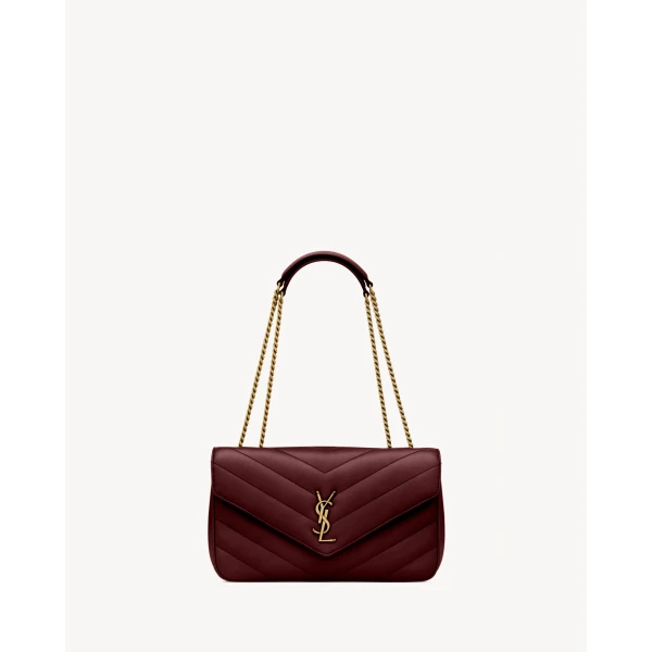 Loulou Medium in Matelassé Lambskin, Rouge Cabernet