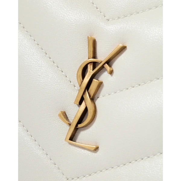 Ivory Saint Laurent Loulou Mini Camera Bag in Lambskin, White, view 5 | Mini Bags