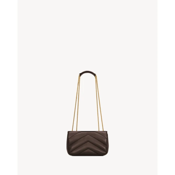 Brown Saint Laurent Loulou Mini in Lambskin, Deep Hickory, view 3 | Mini Bags
