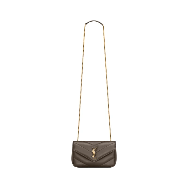 Green Saint Laurent Loulou Mini in Lambskin, Light Musk | Mini Bags