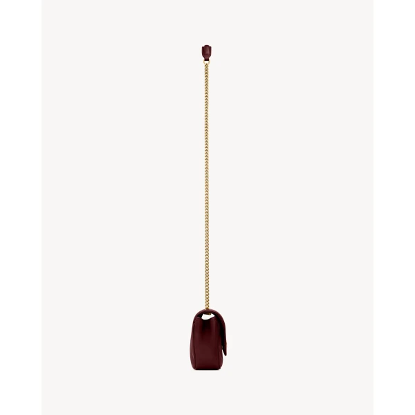 Red Saint Laurent Loulou Mini in Lambskin, Rouge Cabernet, view 4 | Mini Bags
