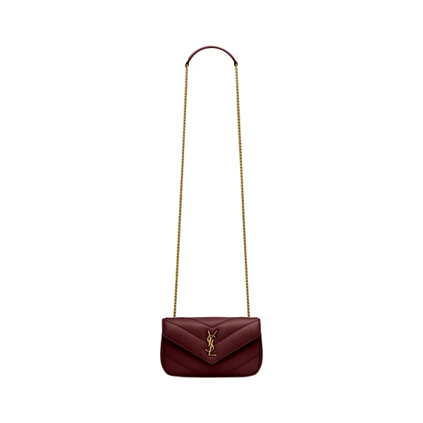 Red Saint Laurent Loulou Mini in Lambskin, Rouge Cabernet | Mini Bags