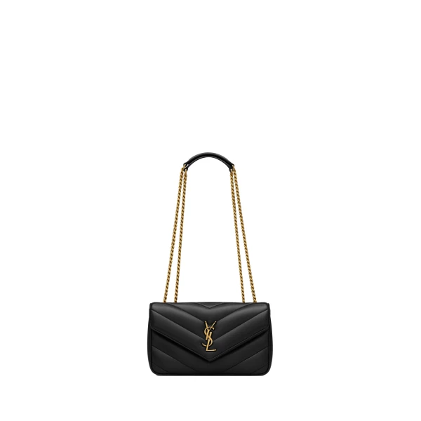 Black Saint Laurent Loulou Small in Matelassé Lambskin, Black, Spring Summer 2026 | Shoulder & Crossbody Bags