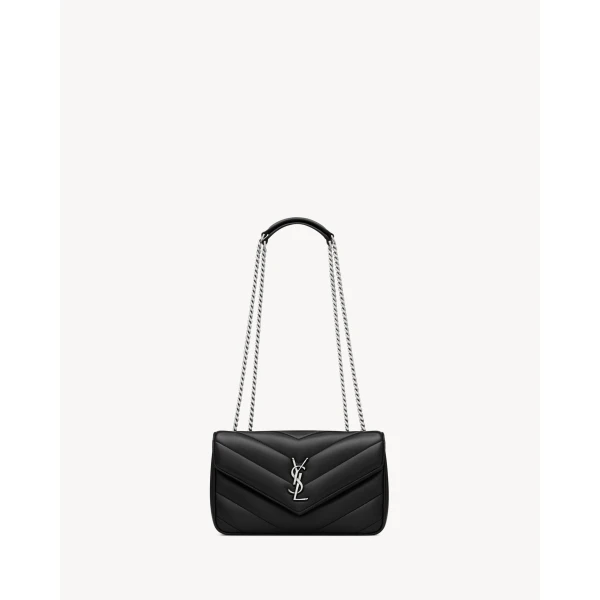 Black Saint Laurent Loulou Small in Matelassé Lambskin, Black, Fall Winter 2026 | Shoulder & Crossbody Bags