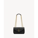 Black Saint Laurent Loulou Small in Matelassé Lambskin, Black, Spring Summer 2026 | Shoulder & Crossbody Bags