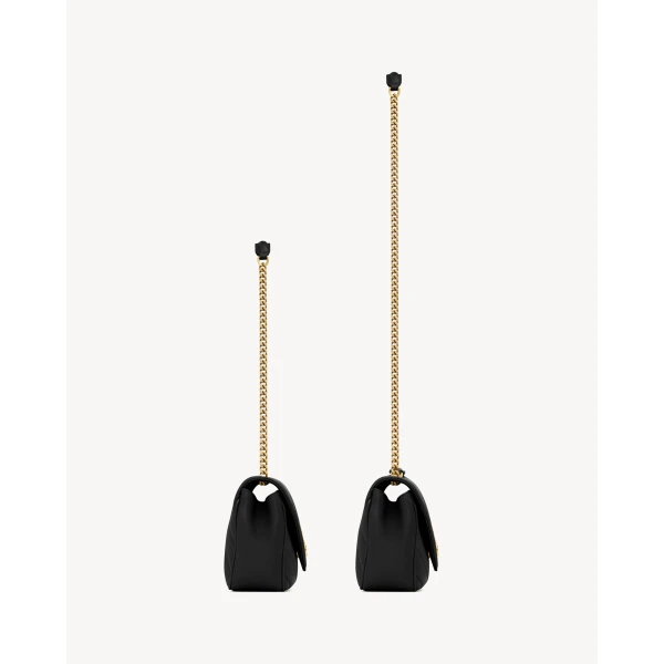 Black Saint Laurent Loulou Small in Matelassé Lambskin, Black, Spring Summer 2026, view 4 | Shoulder & Crossbody Bags
