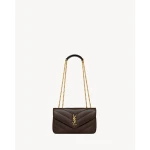Brown Saint Laurent Loulou Small in Matelassé Lambskin, Deep Hickory | Shoulder & Crossbody Bags