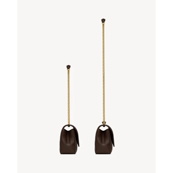 Brown Saint Laurent Loulou Small in Matelassé Lambskin, Deep Hickory, view 4 | Shoulder & Crossbody Bags