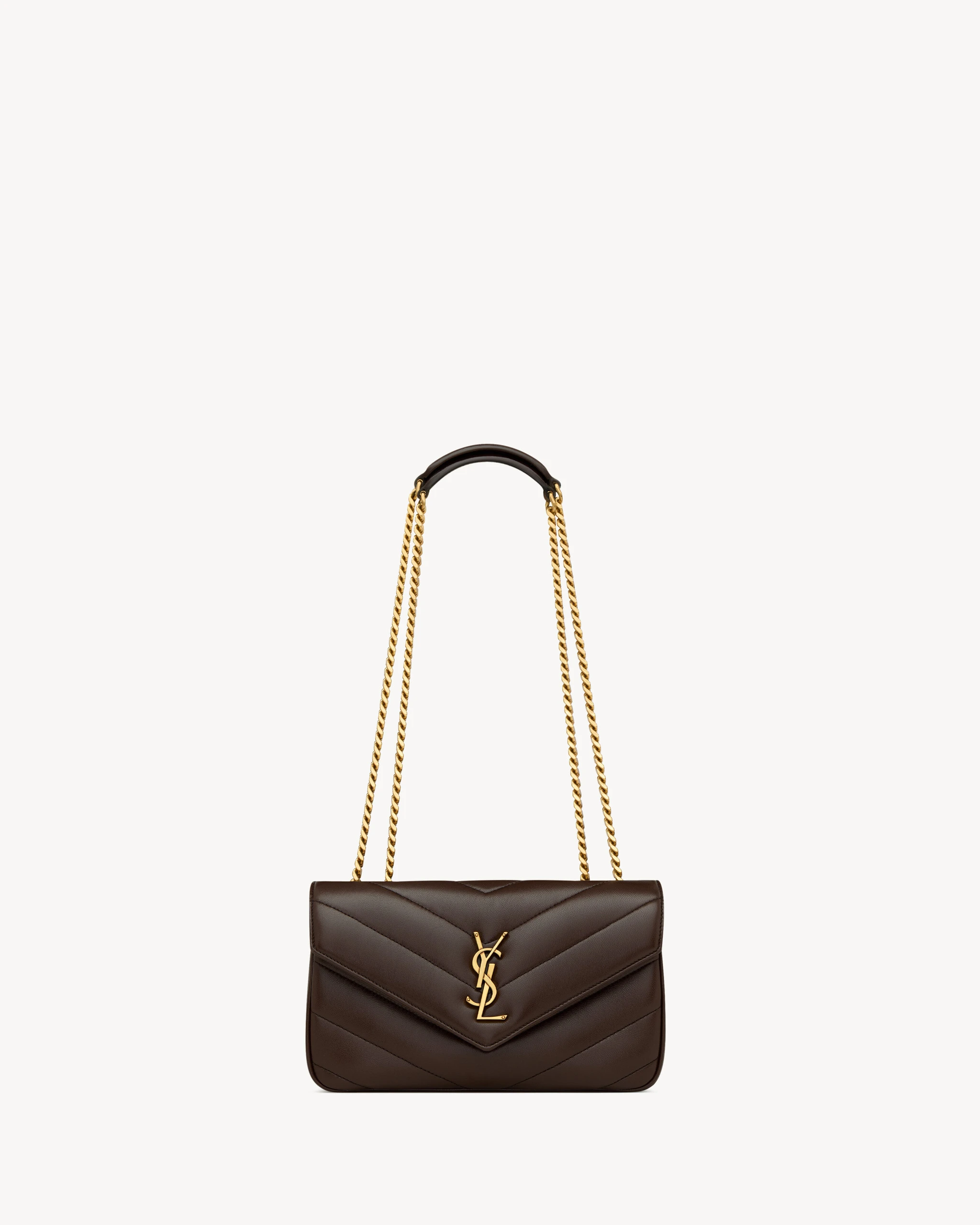 Saint Laurent Loulou Small in Matelassé Lambskin, Deep Hickory Brown Saint Laurent Loulou Small in Matelassé Lambskin, Deep Hickory | Shoulder & Crossbody Bags