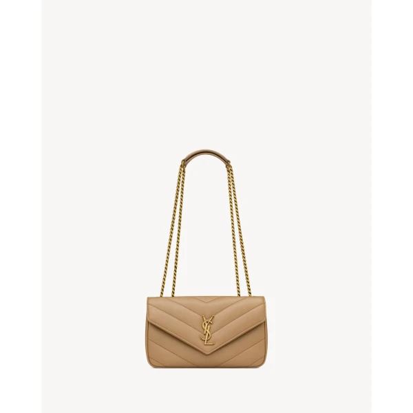 Loulou Small in Matelassé Lambskin, Natural Tan