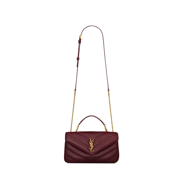 Loulou Top-Handle in Matelassé Lambskin, Rouge Cabernet