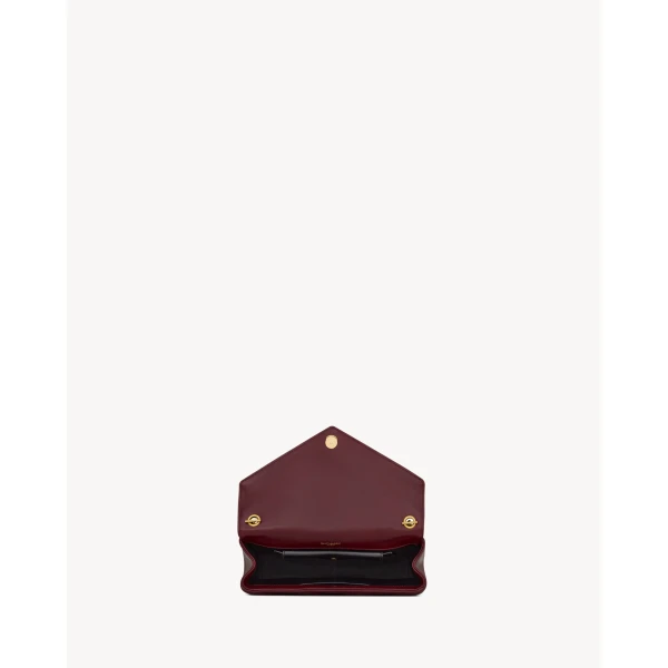 Red Saint Laurent Loulou Top-Handle in Matelassé Lambskin, Rouge Cabernet, view 5 | Shoulder & Crossbody Bags