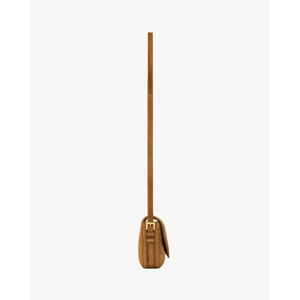 Brown Saint Laurent Loulou Toy Crossbody in Matelassé Suede, view 3 | Shoulder & Crossbody Bags