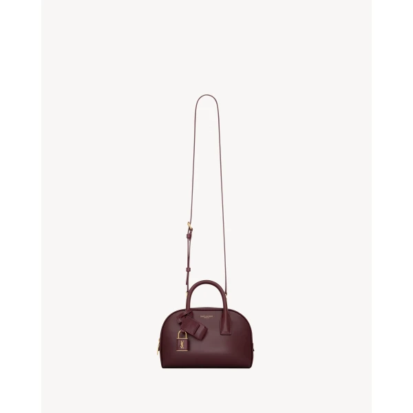 Red Saint Laurent Mini Sac de Jour Boston in Box Saint Laurent, Rouge Cabernet, view 3 | Totes & Top-Handle Bags