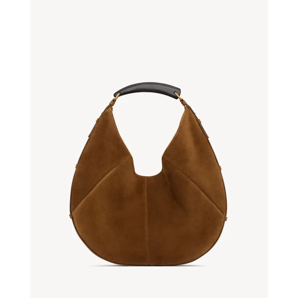 Brown Saint Laurent Mombasa Large in Suede, view 2 | Shoulder & Crossbody Bags