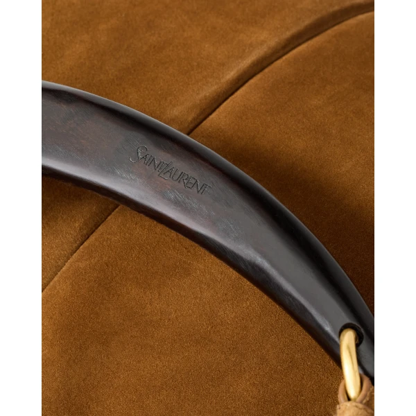 Brown Saint Laurent Mombasa Large in Suede, view 5 | Shoulder & Crossbody Bags