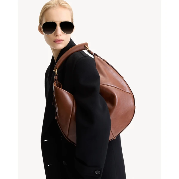 Brown Saint Laurent Mombasa Medium in Smooth Leather, view 2 | Shoulder & Crossbody Bags
