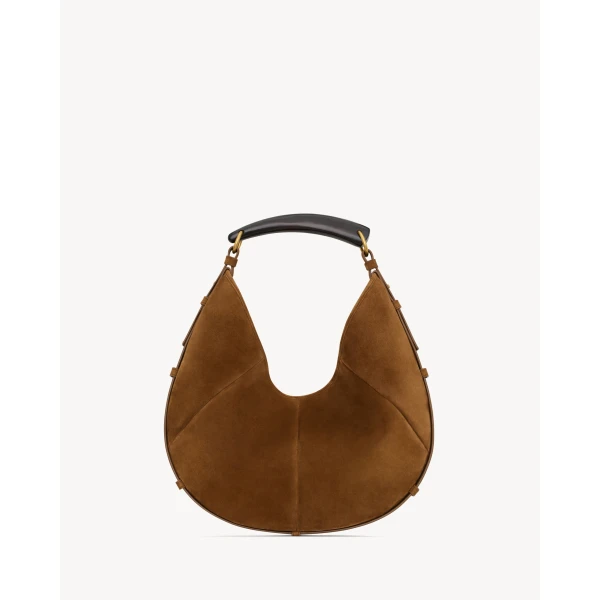 Brown Saint Laurent Mombasa Medium in Suede, view 2 | Shoulder & Crossbody Bags