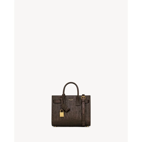 Brown Saint Laurent Nano Sac de Jour in Crocodile-Embossed Leather | Totes & Top-Handle Bags