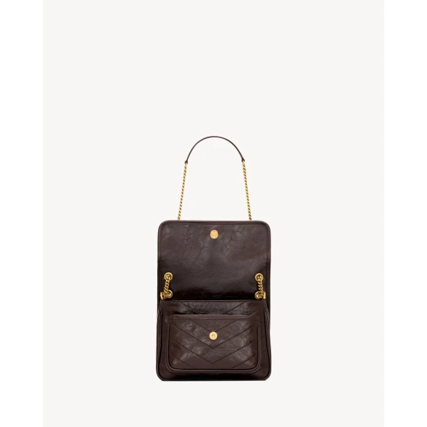 Brown Saint Laurent Niki Baby in Vintage Leather, Arabica, view 4 | Shoulder & Crossbody Bags