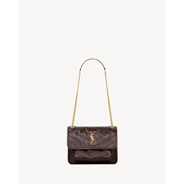Brown Saint Laurent Niki Baby in Vintage Leather, Arabica | Shoulder & Crossbody Bags
