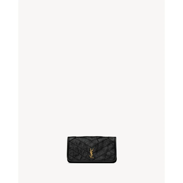Black Saint Laurent Niki Chain Pouch in Vintage Leather, Black, view 2 | Clutch Bags
