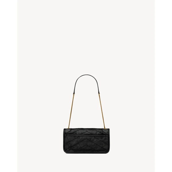 Black Saint Laurent Niki Chain Pouch in Vintage Leather, Black, view 3 | Clutch Bags